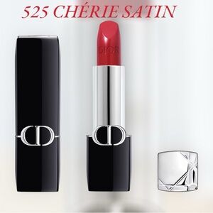 Dior Rouge Lipstick in Chérie Satin NWOT In Box $50 In Stores Refillable Case